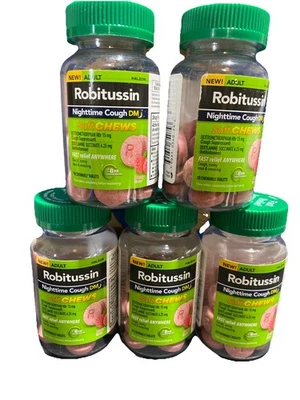 5 ROBITUSSIN НОЧНОГО КАШЛЯ DM МЯГКИЕ ЖЕВАТЕЛЬНЫЕ ТАБЛЕТКИ 20CT Exp. 9/25 - Изображение 1 из 2