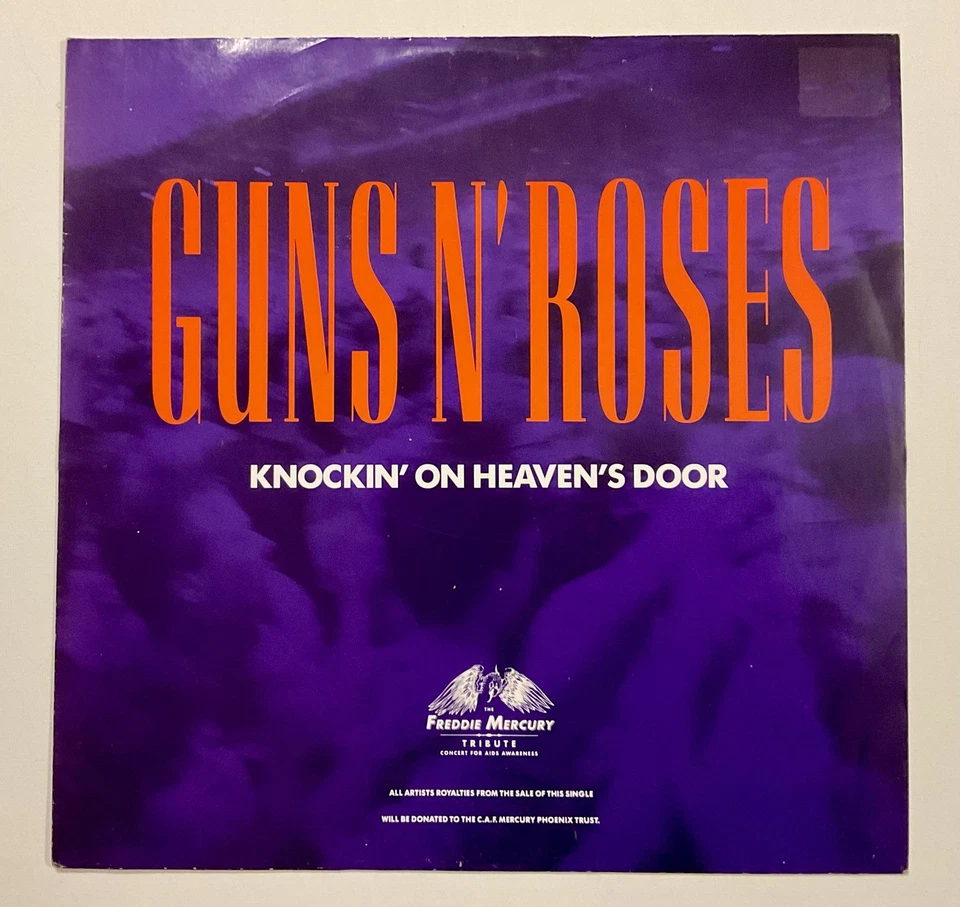 1992 UK GUNS ‘N’ ROSES KNOCKIN’ ON HEAVEN’S DOOR 12” Vinyl 45RPM RARE ED. VG+ - Image 1 of 4