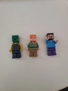 LEGO Minecraft Minifigures Lot – Creeper, Alex, Steve – Genuine LEGO - Picture 1 of 2