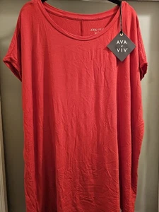 Ava & Viv Womens Short Sleeve Top Red, Size 2X (20/22)  - Picture 1 of 4