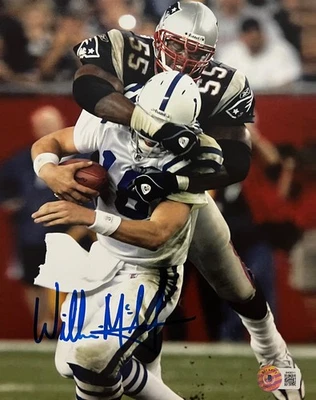 Foto firmada por Willie McGinest autografiada 8x10 de los Patriots Beckett testigo Foto 1 de 3