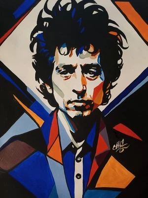 póster retrato de Bob Dylan, papel, acrílico, hecho a mano Foto 1 de 4