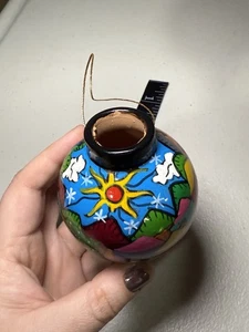 "Flores y corazones de cerámica hechos a mano y pintados 2,75"" adorno redondo COSUMEL" - Imagen 1 de 8