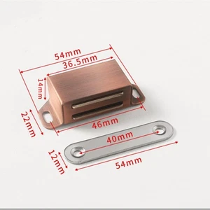 Cierre de pestillo magnético para gabinete de puerta 2 piezas, 54x22 mm rojo bronce - Imagen 1 de 5