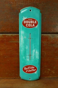 Vintage 1950s Original Drink Double Cola Metal Advertising Wall Thermometer Sign - Picture 1 of 10