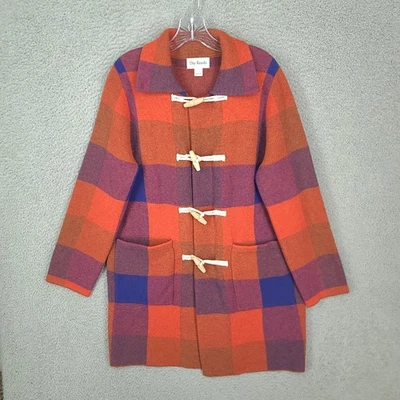 Chaqueta Suéter J Crew X The Reeds Mujer Grande 100% Lana Cuadros Búfalo Naranja Foto 1 de 4