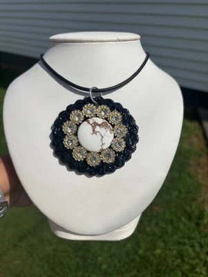 Huge Natural Wild Horse Turquoise Pendant Necklace Artisan Handcrafted  - Image 1 of 4