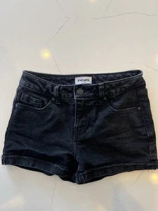 RSQ Girls Black Mildly Distressed Mid Rise Shorts With Folded Bottom Hem Size 10 - Picture 1 of 4