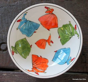 Turkish ceramic bowl (handmade, handpainted, food safe) 16cm SUFI Whirling Dervi - Bild 1 von 3