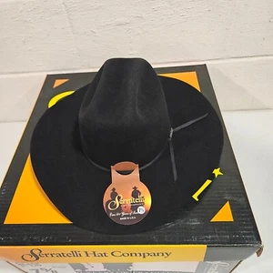 Sombrero de Vaquero Negro Ganadero Serratelli 4X C00402 Talla 7 5/8, TOTALMENTE NUEVO - Imagen 1 de 9