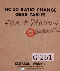 Gleason NC 50 Ratio of Roll Change Gear Tables Manual Year (1933) - Picture 1 of 2