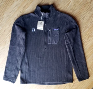 PATAGONIA Mens YM AIR ZIP NECK JACKET Medium Black 100 Polyester Lightweight NWT - Picture 1 of 19