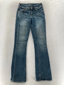 Jeans plateados vintage para mujer 26 Bootcut lavado medio azul denim hechos en Canadá Y2K - Imagen 1 de 14