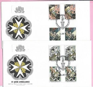 ROYAL MAIL 1987 Pair FDC's - ST. JOHN AMBULANCE - Gutter Pairs - TRAFALGAR SQU. - Picture 1 of 2