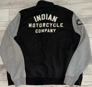Mens Indian Motorcycle Black/Gray Zip-Up Hoodie Size 3XL loose fit 58" chest - Picture 1 of 22
