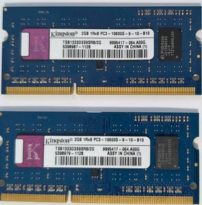 Kingston 4GB (2x2GB) GB SO-DIMM 1333 MHz PC3-10600 DDR3 SDRAM Memory TSB1333D3S9 - Picture 1 of 4