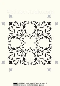 Floral Stencil Damask Paint Furniture Wall Cardmaking Reusable Crafts Art DA3 - Picture 1 of 10