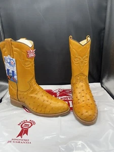 Rudel Western Boots Ostrich King Roper Boot Orange Natural Men's 7 Leather Boots - Picture 1 of 4