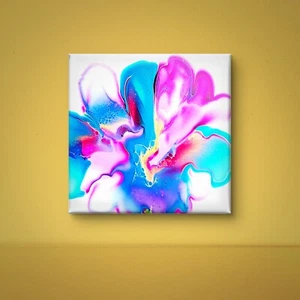 Original Art Acrylic Painting Canvas (14"X14") Flower Floral Nature Abstract  - Picture 1 of 7