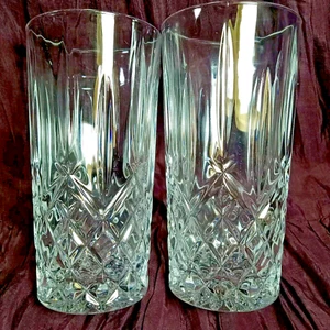 WATERFORD GLASSES TUMBLERS HIGHBALL PAIR ☆MARQUIS ☆ SIGNED 5 3\4" - Picture 1 of 8