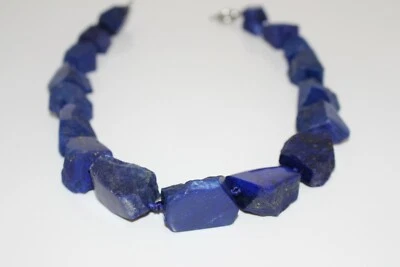 Lapislazuli Halskette Statement Halb Roh halb Poliert AAA+ Geschliffen Heilstein - Bild 1 von 4