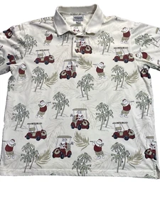 Christams Golf Polo Mens Extra Large Santa Golf Cart Palm Tree Windham Pointe - Picture 1 of 14