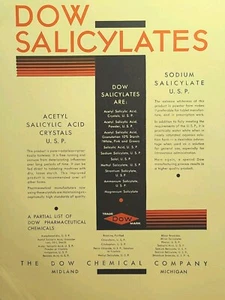 Dow Salicylates Pharmaceutical Chemicals Midland MI Vintage Print Ad 1931 - Picture 1 of 4