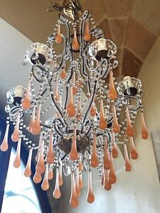 Chandelier Antique Murano, M.Therese First 900, Colour Clear & Pink Peach