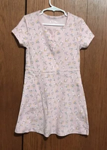 Girl’s Art Class Size Small 6/7 Dress Pink Blue Flowers Short Sleeves Comfy Cute - Picture 1 of 1