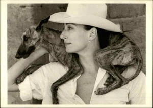 ANJELICA HUSTON w/dog, Visalia, 1990; Photo from "Notorious" by Herb Ritts; Mint - Picture 1 of 2