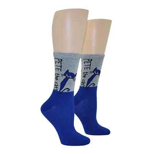 Pete the Cat 2-Tone Women's Crew Socks Size 9-11  Groovy Kitty Fashion New - Picture 1 of 2
