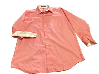 Camisa de vestir Paul Fredrick para hombre de algodón 17-33 rosa en contraste con puños abatibles preppy Foto 1 de 4