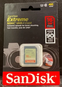 SanDisk Extreme 16 GB SDXC UHS-I Digital Memory Card Speed Up To 90 MB/s600X - Picture 1 of 2