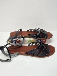 American Eagle Outfitters Damen 7 Sandalen schwarz Leder flach Knöchelriemen - Bild 1 von 7