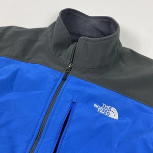 North Face Jacket Mens Large Blue Gray Soft Shell Fleece Lined Full Zip Outdoors - Picture 1 of 13