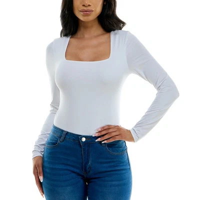 Crave Fame Juniors' Square-Neck Long-Sleeve Bodysuit Size XL 6006 - Image 1 of 4