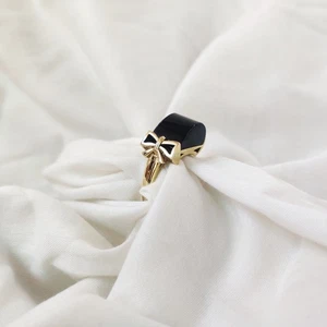 anello antico argento 925 vintage vittoriano art deco fatto a mano onice... - Foto 1 di 13