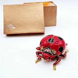 Caja de baratijas Ladybug esmalte multicolor y cristales con joyas ¡EN CAPAS! ¡HERMOSO! - Imagen 1 de 14
