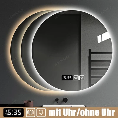 Specchio bagno con illuminazione LED touch + senza appannamento/Bluetooth/orologio LED specchio da parete - Immagine 1 di 4