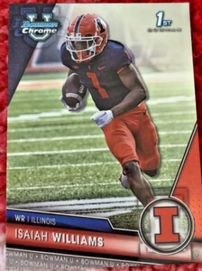 2023 Bowman U Chrome Base #77 Isaiah Williams - Illinois FOOTBALL CARD WR - Bild 1 von 2