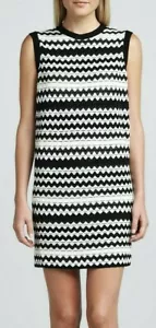 M Missoni Tubular Zig Zag Chevron Knit Black White Shift Dress 10 US $595 - Picture 1 of 5