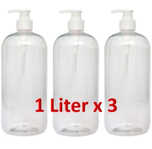 (3) 1 Liter 32 oz Refillable Pump Bottle Soap Shampoo Lotion Sanitizer, etc - Picture 1 of 4