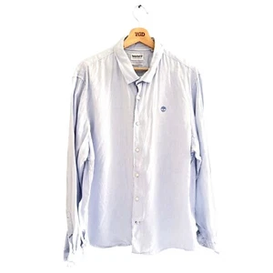 Herren Timberland Blau Slim Fit Langarm 100% Leinen Hemd Größe XL - Bild 1 von 5