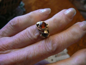 VINTAGE CITRINE RING SET IN AT LEAST 10K GOLD SIZE 4.25 - Picture 1 of 6