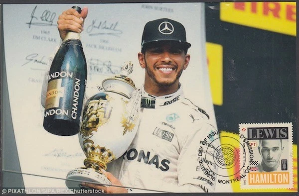 CANADA # 2997.2 - FORMULA 1 LEWIS HAMILTON  POSTAGE STAMP on SUPERB POSTCARD #2 - Image 1 of 1