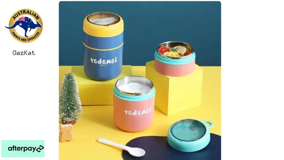 710ML Stainless Steel Warm Lunch Box Cup Spoon Insulated Soup Thermos Containers - Image 1 of 4