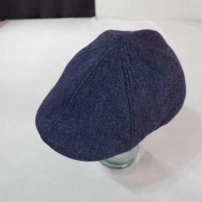 Broner Newsboy Cabbie Hat Mens Extra Large Blue Cap Herringbone Driver Union - Image 1 of 4