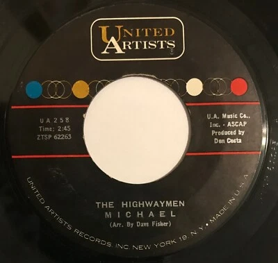 The Highwaymen 45 RPM - Michael / Santiano - United Artists UA 258 Foto 1 de 2