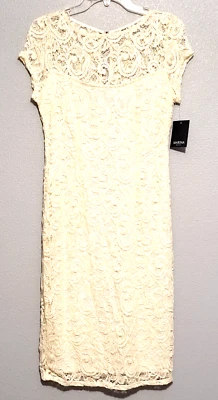 Vestido Marina Feminino 10 Marfim Bainha Manga Boné Renda Lantejoulas Festa Noite - Imagem 1 de 4