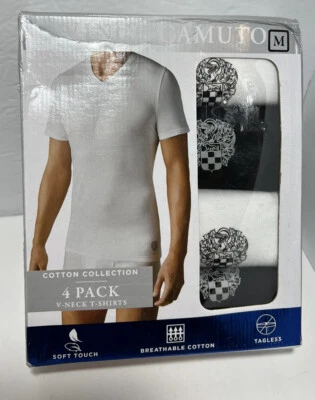 NUEVA CAMISETA ROPA INTERIOR VINCE CAMUTO HOMBRE 2 BLANCO 2 NEGRO CUELLO EN V ALGODÓN M $42.50 Foto 1 de 4
